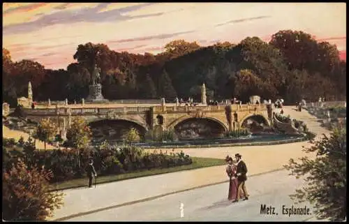 CPA Metz Esplanade Künstlerkarte 1912