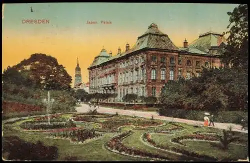 Ansichtskarte Neustadt Dresden Japanisches Palais u. Kirche 1918  gel. Feldpost