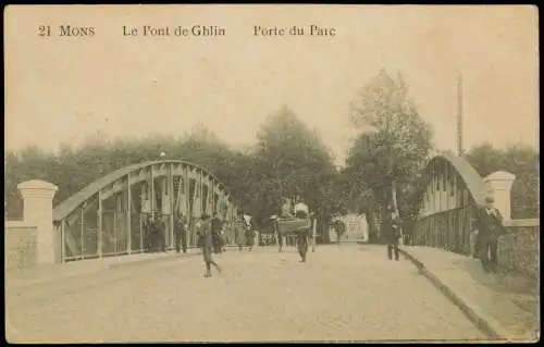 Postkaart Bergen Mons (Mont) Le Pont de Ghlin Porte du Paic 1912