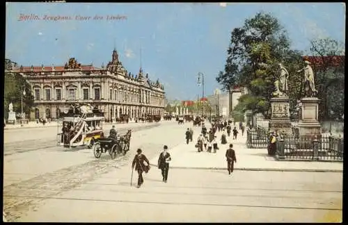 Ansichtskarte Mitte-Berlin Zeughaus. Unter den Linden. Doppelstockbus 1911