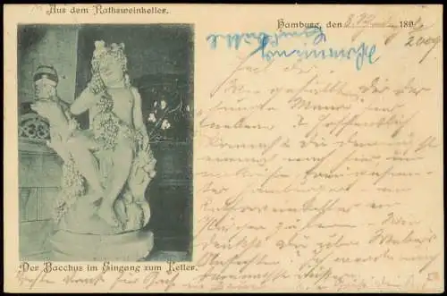 Ansichtskarte Hamburg Aus dem Rathsweinkeller. Bacchus im Eingang 1896