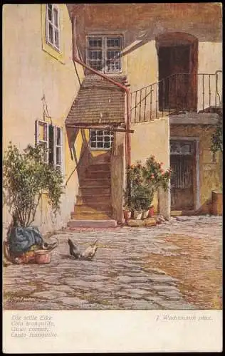 Künstlerkarte Gemälde Art: Die stille Ecke J. Wachsmann pinx. 1910