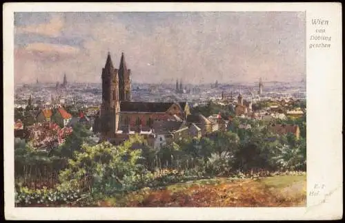 Wien Panorama-Ansicht Wien von Döbling gesehen (Künstlerkarte) 1927