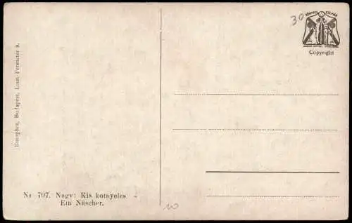 Künstlerkarte Gemälde Art Nagy: Kis kotnyeles Ein Näscher 1910