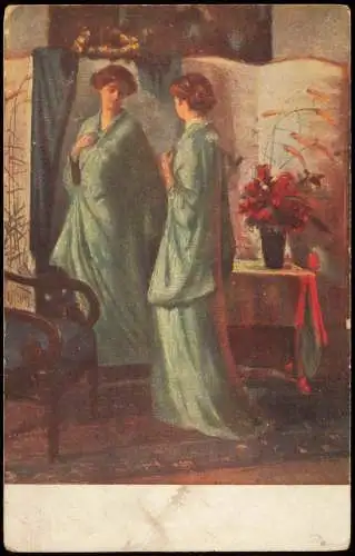 Ansichtskarte  Künstlerkarte Gemälde Art: Kunwald Der Grüne Kimono 1911