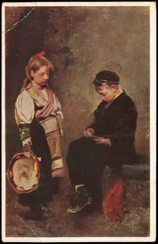 Künstlerkarte Gemälde Art: RAPH. AMBROS pinx. Die Bilanz 1910