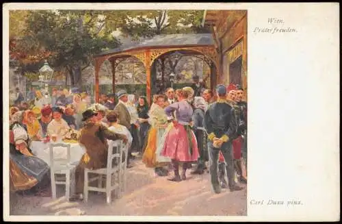 Künstlerkarte Gemälde Art: Carl Duxa pinx. Wien Praterfreuden 1910