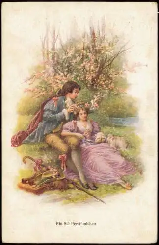 Künstlerkarte Gemälde Art: Ein Schäferstündchen (Liebe & Romantik) 1916