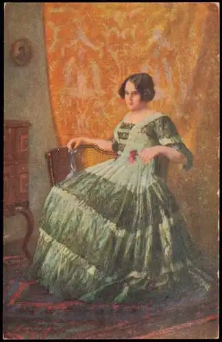 Künstlerkarte (Gemälde Kunstwerke) CARL MARIA SCHUSTER Vor dem Ball 1910