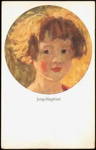 Künstlerkarte (Gemälde Kunstwerke) Jung-Siegfried (Kinder-Porträt) 1910