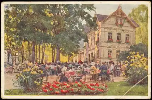 Karlsbad Karlovy Vary Außensitz einer Lokalität (Künstlerkarte) 1913