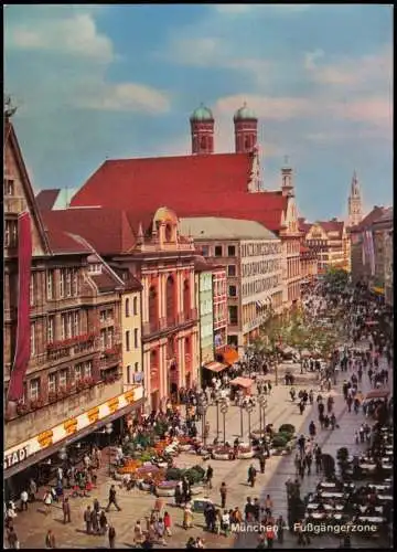 Ansichtskarte München Blick in die Fußgängerzone 1975