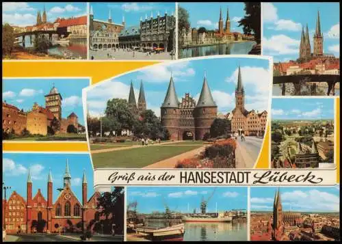 Lübeck Stadtteilansichten Mehrbild-AK 10 Echtfoto-Ansichten 1970