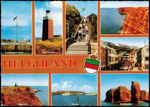 Helgoland  Mehrbild-AK u.a. mit Leuchtturm Landungsbrücke Oberland Reede 1986