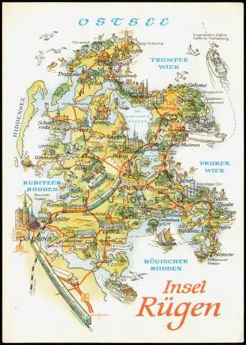 A. Hoppe Mecklenburg Vorpommern Landkarten AK Insel Rügen Stralsund Bergen 1975