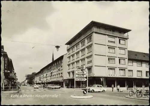 Ansichtskarte Kehl (Rhein) Straßen-Kreuzung an der Hauptstraße 1965