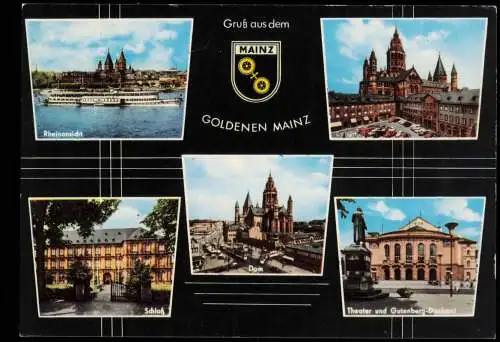 Ansichtskarte Mainz Mehrbildkarte mit Stadtteilansichten 1970 gel Sonderstempel