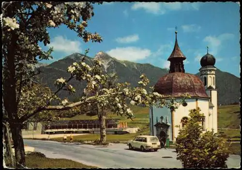 Seefeld Umlandansicht mit Seekirchl gegen Reither Spitze, Tirol 1986