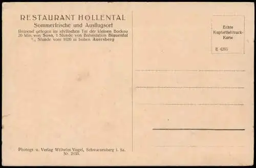 Sosa Erzgebirge Eibenstock Umland-Ansicht Höllengrund Auersberg Ergzebirge 1920