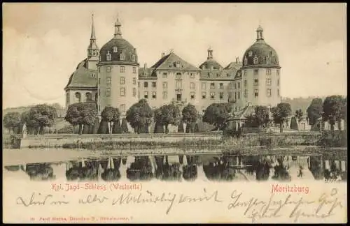 Moritzburg Jagdschloss 1901   gelaufen nach MITTWEIDA (Ankunftsstempel)