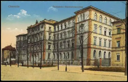 Ansichtskarte Chemnitz Partie an der Technische Staatslehranstalten 1910