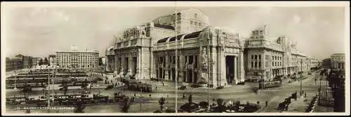 Cartoline Mailand Milano Klappkarte Stazione Centrale Bahnhof Straße 1930