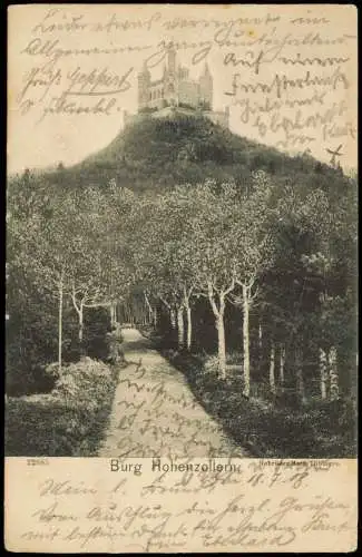 Ansichtskarte Hechingen Weg zur Burg Hohenzollern 1908