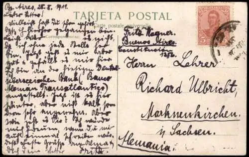 Postcard Buenos Aires Gruta de la Plaza Constitución 1919  Argentina