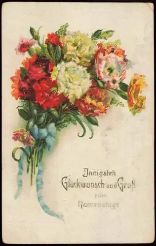 Ansichtskarte  Geburtstag Birthday bunter Blumenstrauss 1928