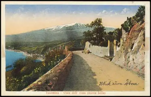 Cartoline Taormina Vista dell' Etna Rocca bella - Ätna 1918