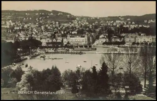 Ansichtskarte Zürich Generalansicht. Dampfer - Fotokarte 1928