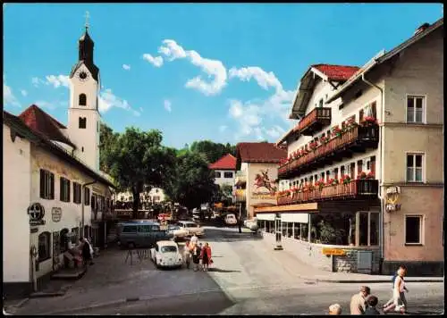 Bad Kohlgrub Hotel Post, Straßen Partie mit VW Käfer, Verkehr & Personen 1981