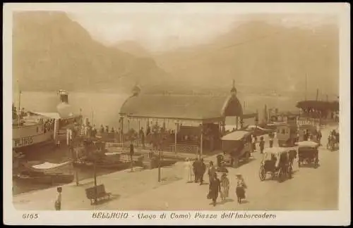 Cartoline Bellagio Lbago di Como Piazza dell'Imbarcadero 1927