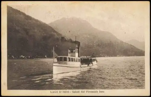 _Lombardei Sebino LAGO D'ISEO Saluti dal Piroscafo Iseo Schiff 1915