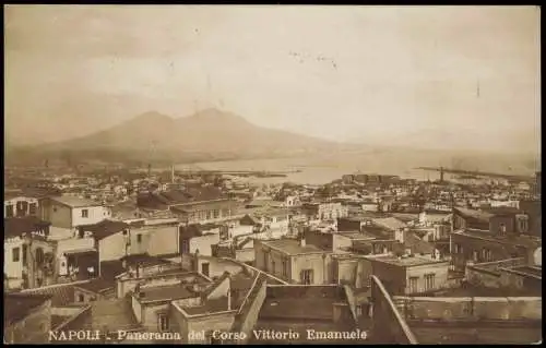 Cartoline Neapel Napoli Panorama del Corso Vittorio Emanuele - Vesuv 1927