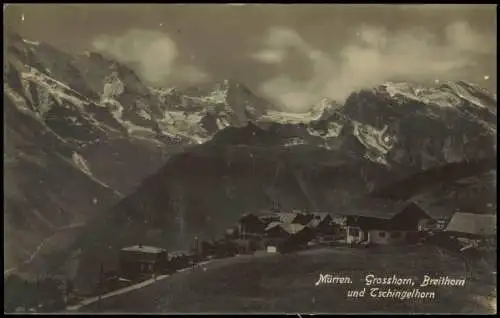 Ansichtskarte Mürren Grosshorn, Breithorn und Tschingelhorn 1923  Helvetia