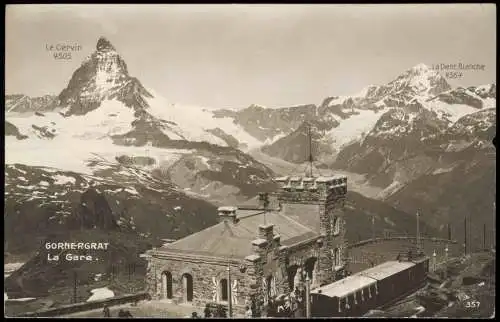 Ansichtskarte Zermatt Gornergrat Bahn Le Cervin Matterhorn 1924