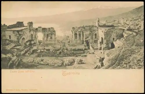 Cartoline Taormina Teatro Greco coll' Etna Vulkan Vulcano 1912