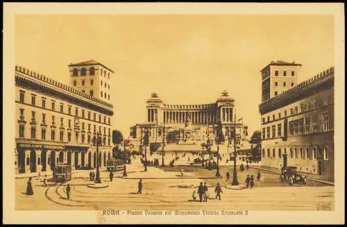 Cartoline Rom Roma Piazza Venezia col Monumento Vittorio Emanuele II 1922