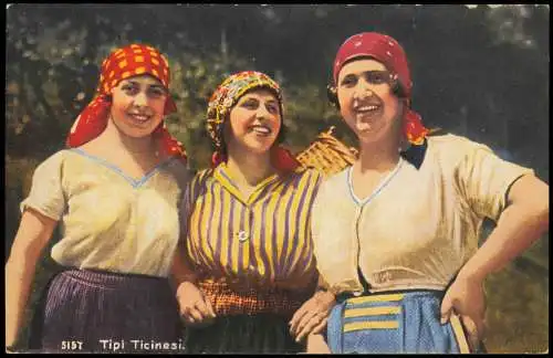 Ansichtskarte .Schweiz Schweiz Tipi Ticinesi Frauen Typen Trachten 1914