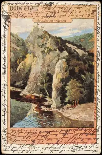 Ansichtskarte Treseburg Bodetal Harz Heuscheunenrücken Künstlerkarte 1901