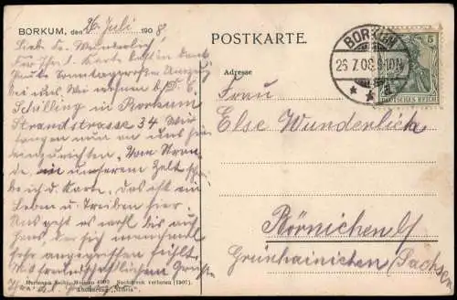 Ansichtskarte Borkum Alter Leuchtturm mit Gartenzaun von Walfischknochen. 1907