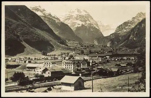 Ansichtskarte Linthal GL Stadt Bahnhof 1928  Glarus Helvetia