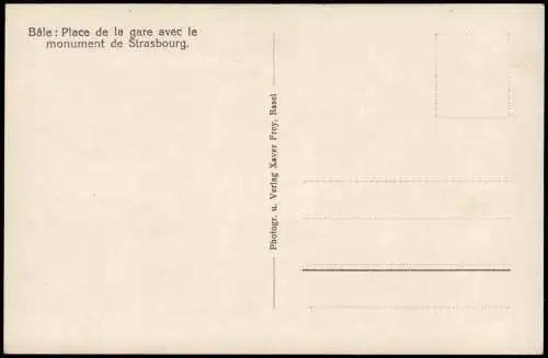 Ansichtskarte Basel Bahnhofplatz mit Strassburger-Denkmal. 1928