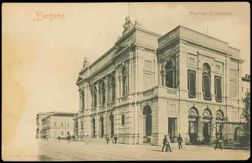 Cartoline Bergamo Straßenpartie Teatro Donizetti 1905