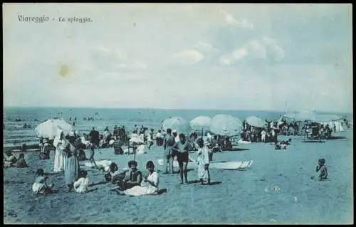 Cartoline Viareggio La spiaggia. Strandleben 1924