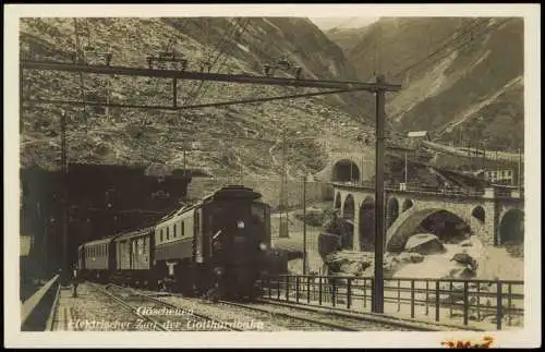 Ansichtskarte Göschenen Elektrischer Zug der Gotthardbahn 1932