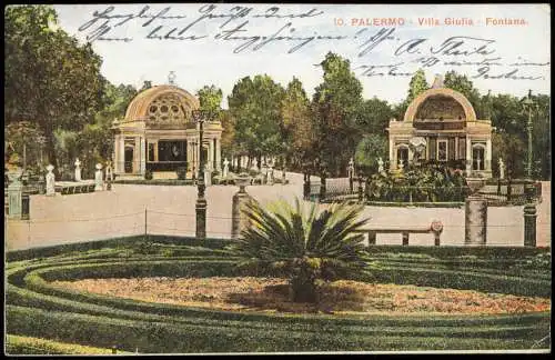 Cartoline Palermo Palermo (Palermu) Villa Giulia Fontana. 1906  Sicilia Sizilien