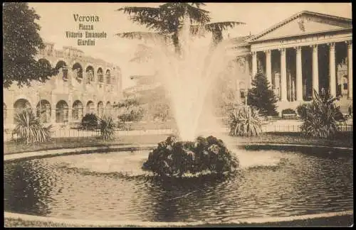 Cartoline Verona Verona Piazza Vittorio Emanuele Giardini 1914