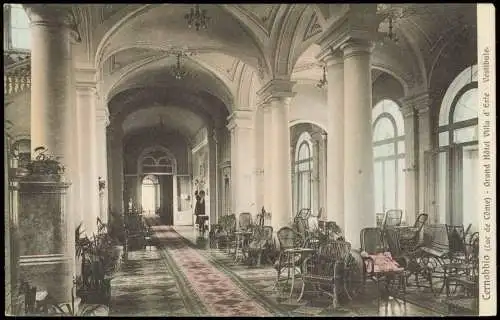 Cartoline Cernobbio Lac de Côme Grand Hôtel Villa d'Este Vestibule. 1912